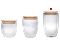 Barattolo in vetro da 450 ml a doppia parete con coperchio in bambù