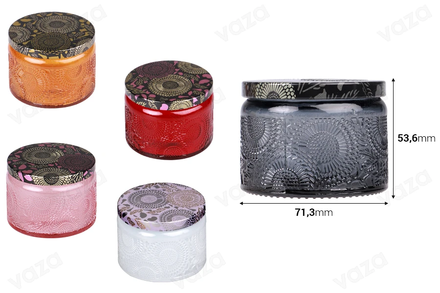 Geprägtes Glasgefäß 120ml zylindrisch mit Aluminiumdeckel in verschiedenen Farben-bildabmessungen