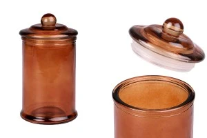 Glass jar 350 ml caramel with glass lid with airtight closure-1