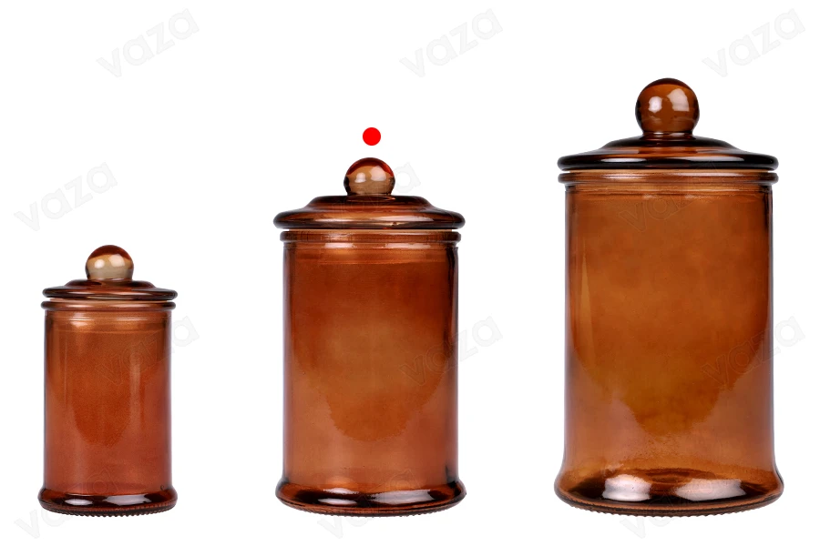Γυάλινο βάζο 350 ml καραμελέ με γυάλινο καπάκι με αεροστεγές κλείσιμο-εικόνα_σύνθεση