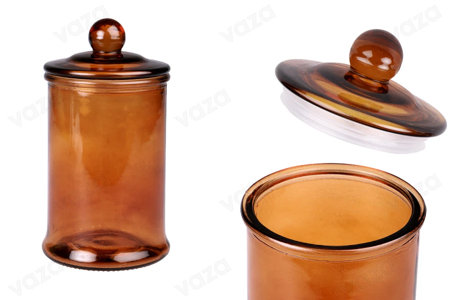 Pot en verre 750 ml caramel avec couvercle en verre à fermeture hermétique-photo_produit