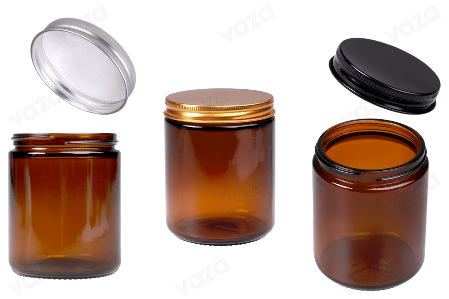 Glass jar 250 ml amber with aluminum cap and inner liner - 6 pcs-image_product