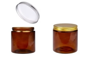 Pot en verre 500 ml caramel avec couvercle en aluminium et doublure intérieure - 6 pcs-1