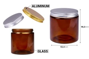 Pot en verre 500 ml caramel avec couvercle en aluminium et doublure intérieure - 6 pcs-2