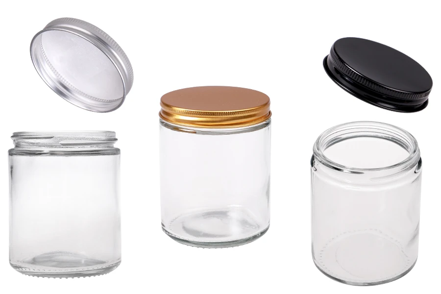 Barattolo di vetro 250 ml trasparente con coperchio in alluminio e fodera interna - 6 pz Barattolo di vetro 250 ml trasparente con coperchio in alluminio e fodera interna - 6 pz