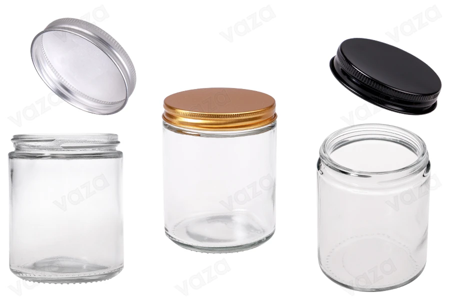 Γυάλινο βάζο 250 ml διάφανο με καπάκι αλουμινίου και εσωτερικό liner - 6 τμχ-εικόνα_προϊοντική