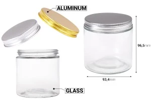 Pot en verre 500 ml transparent avec couvercle en aluminium et doublure intérieure - 6 pcs-2