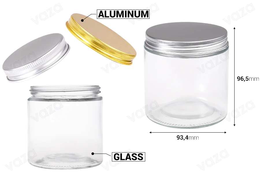 Γυάλινο βάζο 500 ml διάφανο με καπάκι αλουμινίου και εσωτερικό liner - 6 τμχ Γυάλινο βάζο 500 ml διάφανο με καπάκι αλουμινίου και εσωτερικό liner - 6 τμχ-εικόνα_διαστάσεις