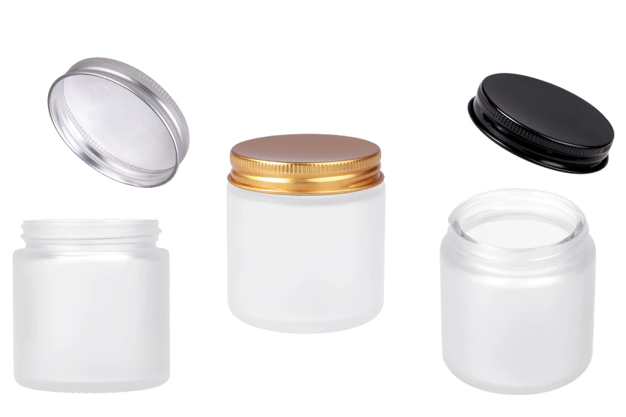 100 ml frosted glass jar with aluminum cap and inner liner - 6 pcs 100 ml frosted glass jar with aluminum cap and inner liner - 6 pcs