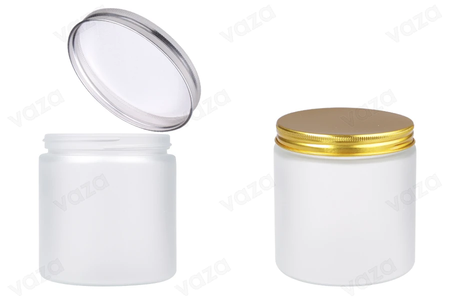 Γυάλινο βάζο 500 ml αμμοβολής με καπάκι αλουμινίου και εσωτερικό liner - 6 τμχ-εικόνα_προϊοντική