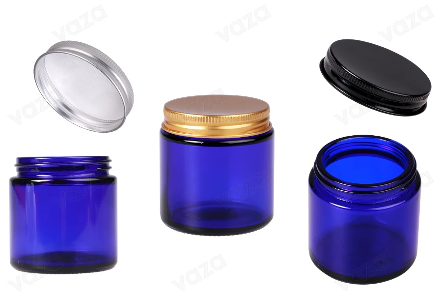 Γυάλινο βάζο 100 ml μπλε με καπάκι αλουμινίου και εσωτερικό liner - 6 τμχ Γυάλινο βάζο 100 ml μπλε με καπάκι αλουμινίου και εσωτερικό liner - 6 τμχ-εικόνα_προϊοντική