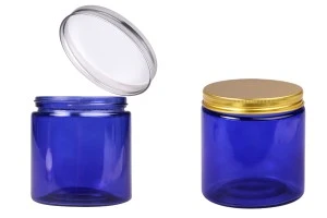 Barattolo di vetro 500 ml blu con coperchio in alluminio e rivestimento interno - 6 pz-1