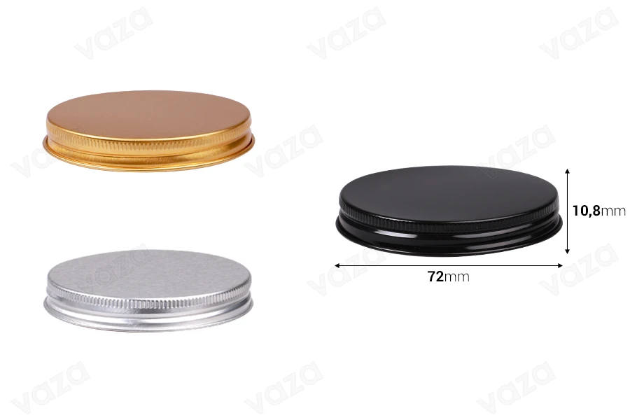 Aluminum lid for glass jars 200 ml in various colors - 6 pcs Aluminum lid for glass jars 200 ml in various colors - 6 pcs-εικόνα_διαστάσεις