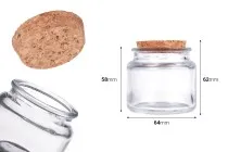 Γυάλινο βαζάκι διάφανο 100 ml με φυσικό φελλό Γυάλινο βαζάκι διάφανο 100 ml με φυσικό φελλό