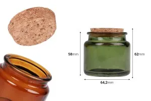 Pot en verre 100 ml caramel ou vert avec liège naturel-2