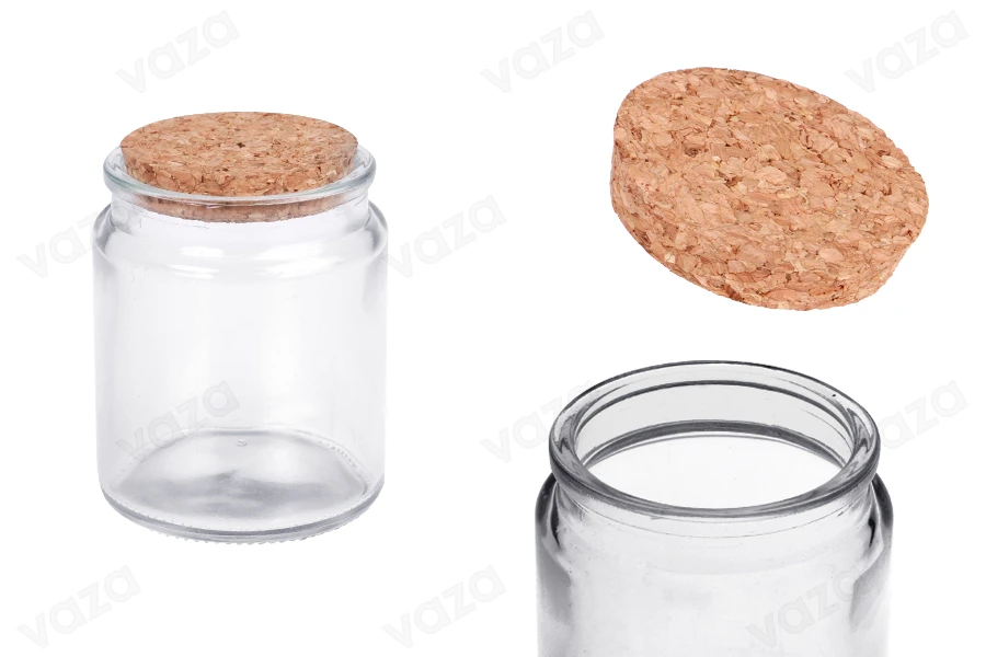Γυάλινο βαζάκι διάφανο 200 ml με φυσικό φελλό-εικόνα_προϊοντική