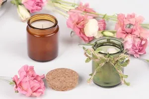 Pot en verre 200 ml caramel ou vert avec liège naturel-5