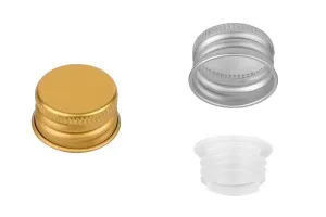 Bouchon en aluminium avec joint en plastique de couleur or mat ou argent mat pour bouteilles 1078-12-40-99-1