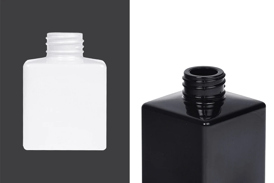 Γυάλινο μπουκάλι 100 ml (PP28) τετράγωνο σε λευκό ή μαύρο χρώμα κατάλληλο για αρωματικό χώρου Γυάλινο μπουκάλι 100 ml (PP28) τετράγωνο σε λευκό ή μαύρο χρώμα κατάλληλο για αρωματικό χώρου