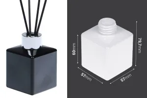 Γυάλινο μπουκάλι 100 ml (PP28) τετράγωνο σε λευκό ή μαύρο χρώμα κατάλληλο για αρωματικό χώρου-2