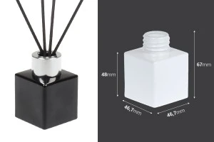 Glass bottle 50 ml (PP28) square in white or black color suitable for room fragrance-2