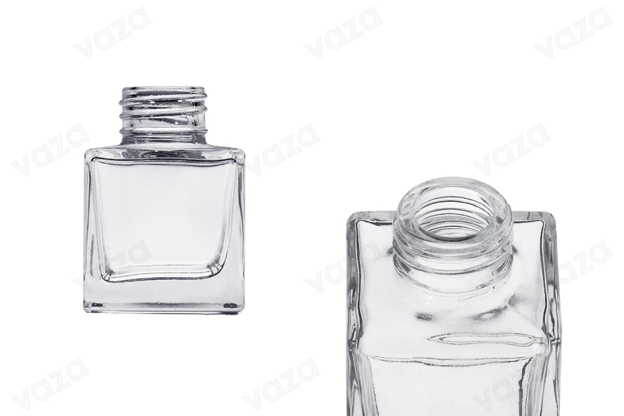 Γυάλινο μπουκάλι 50 ml (PP28) τετράγωνο κατάλληλο για αρωματικό χώρου-εικόνα_προϊοντική