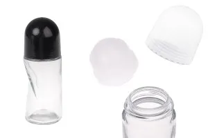 Flacon en verre roll-on 50 ml avec bouchon blanc ou noir-1