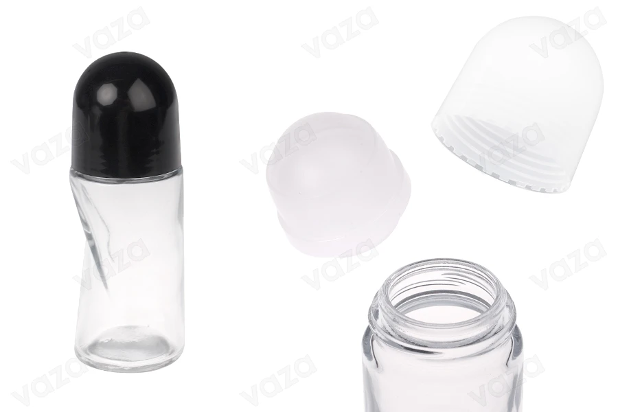 Flacone roll-on in vetro da 50 ml con tappo bianco o nero-immagine_prodotto