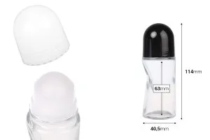 Flacon en verre roll-on 50 ml avec bouchon blanc ou noir-2