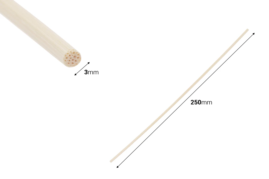 Rattanstäbe 3x250 mm für Rattanstäbchen-Diffusoren - 100 Stück Rattanstäbe 3x250 mm für Rattanstäbchen-Diffusoren - 100 Stück