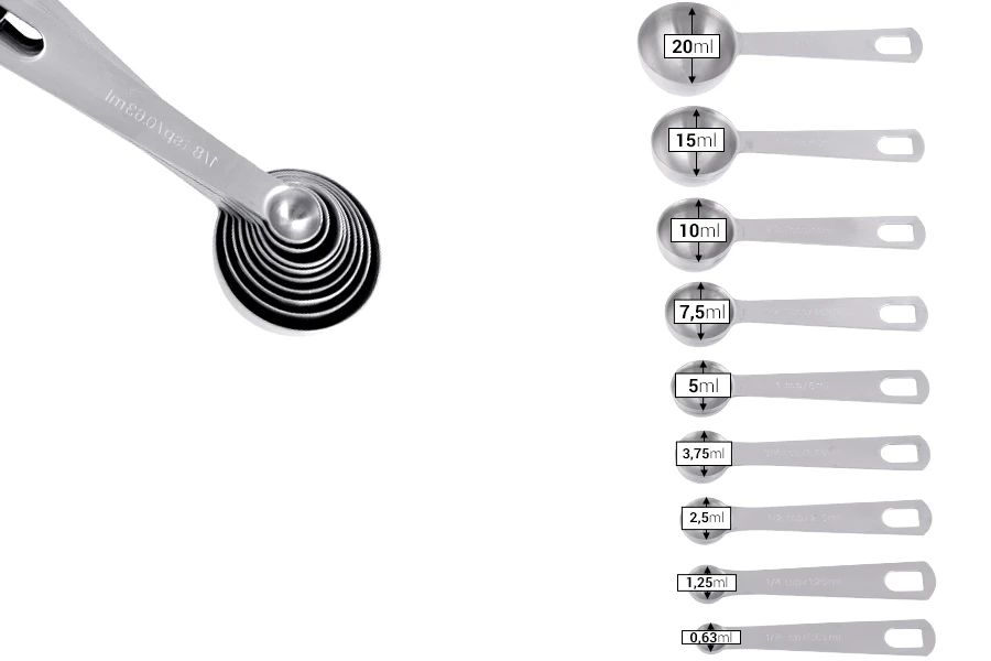 Messlöffel aus Edelstahl (Teelöffel-Set 9-tlg.) Messlöffel aus Edelstahl (Teelöffel-Set 9-tlg.)