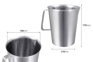 Acier inoxydable (inox) 2000 ml avec graduation et poignée-3