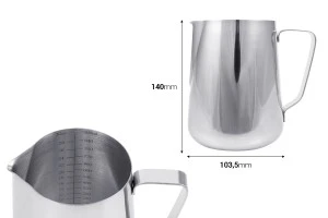 Edelstahlgefäß (inox) 900ml mit Graduierung und Henkel-2