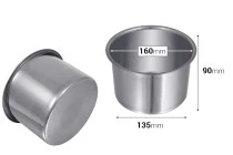 Contenitore metallico (acciaio inossidabile) per bagnomaria - 155 mm. Contenitore metallico (acciaio inossidabile) per bagnomaria - 155 mm.