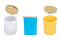Βάζο γυάλινο 70x84 mm με ξύλινο καπάκι και λάστιχο Βάζο γυάλινο 70x84 mm με ξύλινο καπάκι και λάστιχο