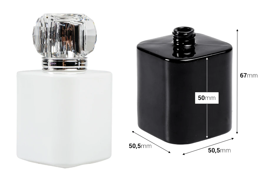 Luxury glass perfume bottle 50 ml (15/400) in black or white Luxury glass perfume bottle 50 ml (15/400) in black or white