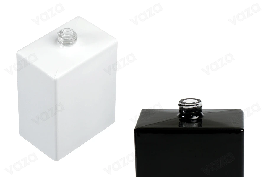Luxuriöse Glasparfümflasche 100 ml (15/400) in rechteckiger Form in weißer oder schwarzer Farbe Luxuriöse Glasparfümflasche 100 ml (15/400) in rechteckiger Form in weißer oder schwarzer Farbe-produktbild
