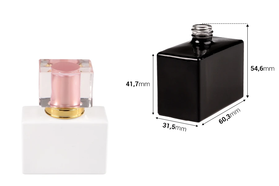 Γυάλινη φιάλη αρωμάτων 30ml (15/400) σε ορθογώνιο σχήμα μαύρο ή λευκό χρώμα Γυάλινη φιάλη αρωμάτων 30ml (15/400) σε ορθογώνιο σχήμα μαύρο ή λευκό χρώμα