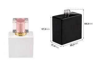Flacon de parfum en verre de forme rectangulaire (15/400) de 50 ml, de couleur noir ou blanc-2