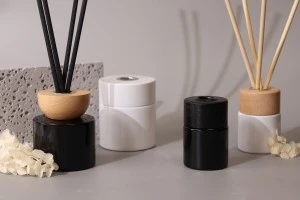 Cylindrical glass bottle 50 ml PP 28 in black or white color for reed diffuser-7
