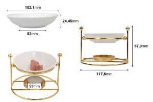 Brûleur en métal avec base en céramique pour fondants de cire et huiles-2