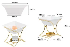 Diffuseur de parfum en métal de forme carrée avec récipient en céramique pour fondants de cire et huiles-2