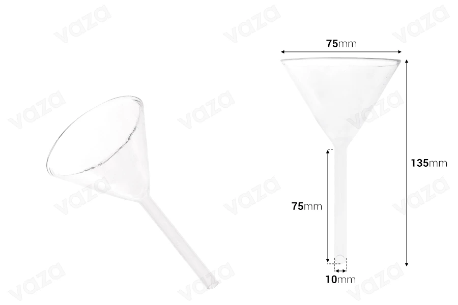 Χωνί γυάλινο - διάμετρος 75 mm (απόληξη 10 mm)-εικόνα_διαστάσεις