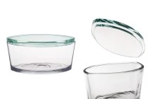 Glass candle jar 790 ml in gondola shape with glass cap Glass candle jar 790 ml in gondola shape with glass cap