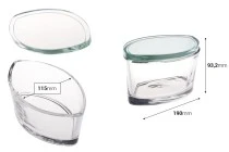 Glass candle jar 790 ml in gondola shape with glass cap Glass candle jar 790 ml in gondola shape with glass cap