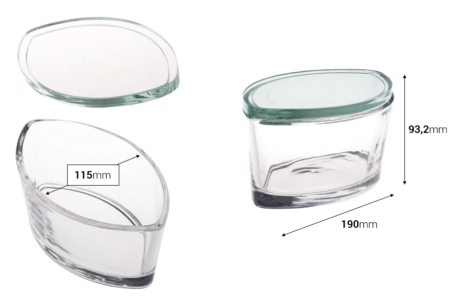 Glass candle jar 790 ml in gondola shape with glass cap Glass candle jar 790 ml in gondola shape with glass cap