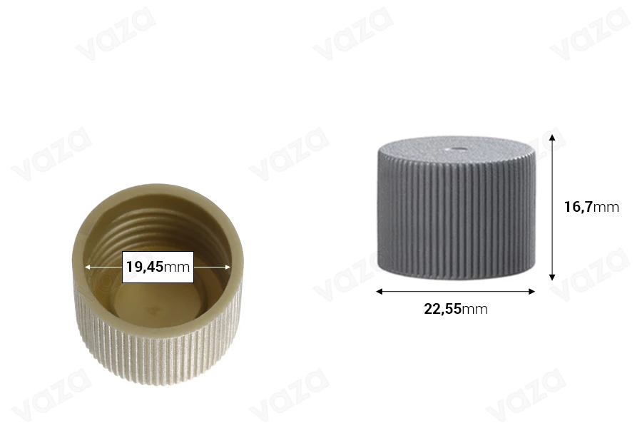 Bouchon en plastique PP20 de couleur argent ou or Bouchon en plastique PP20 de couleur argent ou or-photo_dimensions