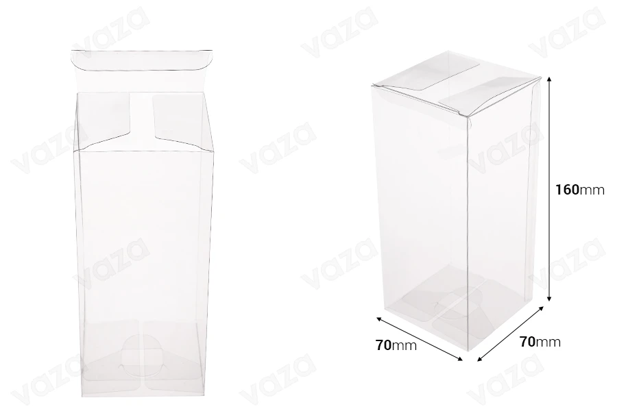 Trasparent PET packaging box 70x70x160 mm - 50 pcs Trasparent PET packaging box 70x70x160 mm - 50 pcs-image_dimensions