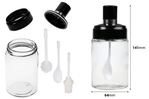Ensemble de pots en verre de 200 ml avec cuillère, louche et pinceau personnalisés-2