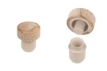 Synthetic silicone cork with flow and detachable wooden head - F 18.5 mm